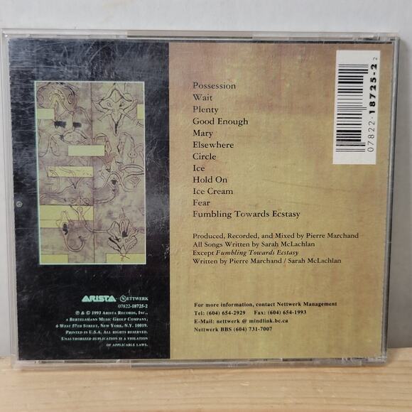 CD Sarah McLachlan - Fumbling Towards Ecstasy - Picture 4 of 5